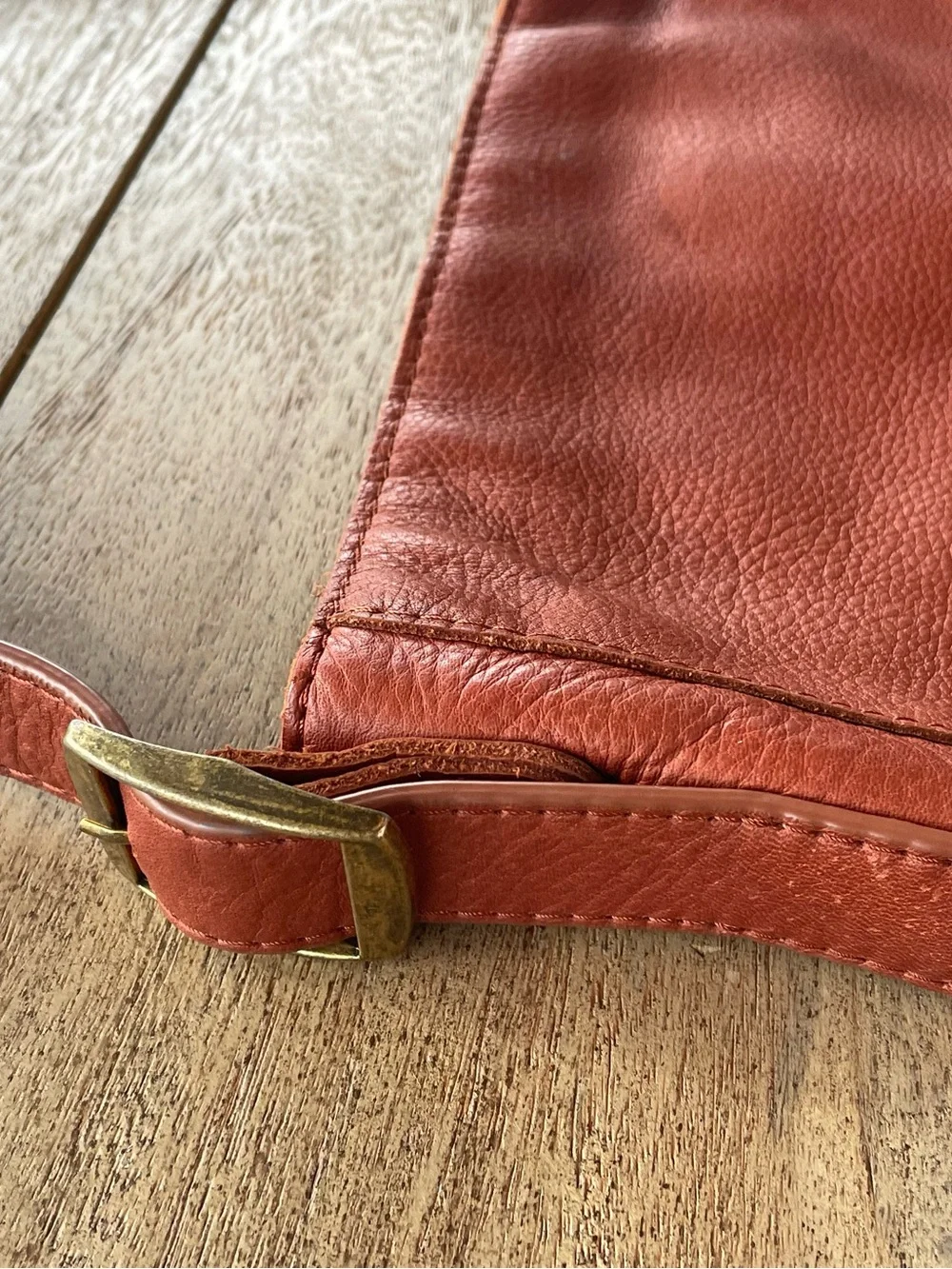 American Leather. Co  Soft Pebbled Leather Hobo Bag in Warm Brown Orangey